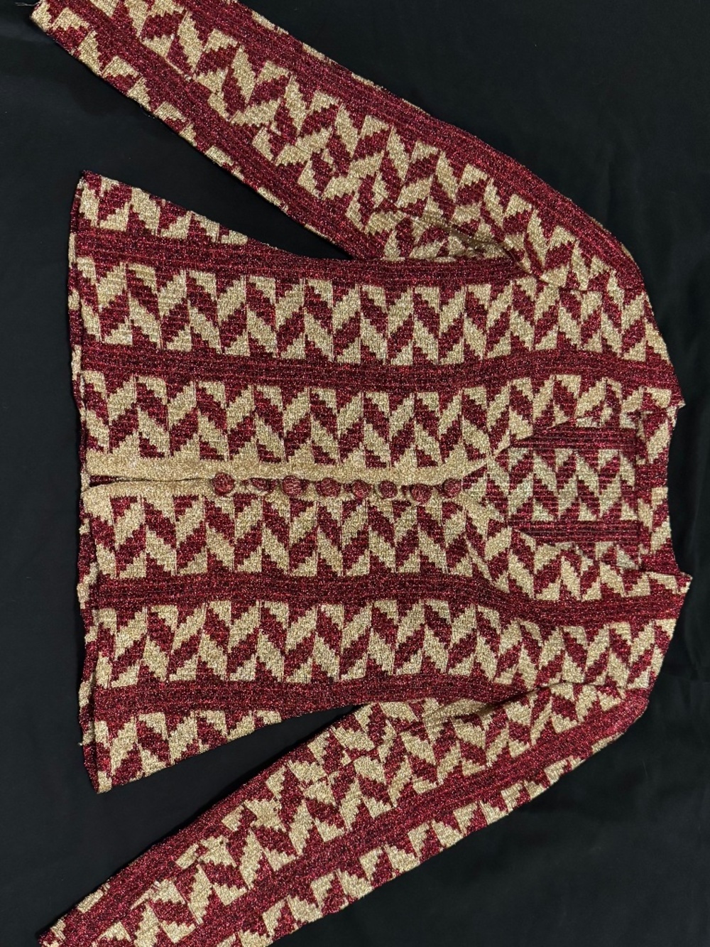Vintage Rayon Red and Gold Chevron Jacket